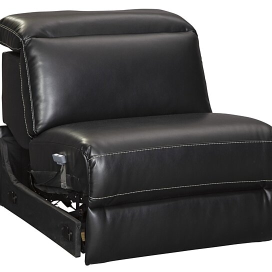 Saltoro Sherpi Wooden Power Recliner with Contrast Stitching and